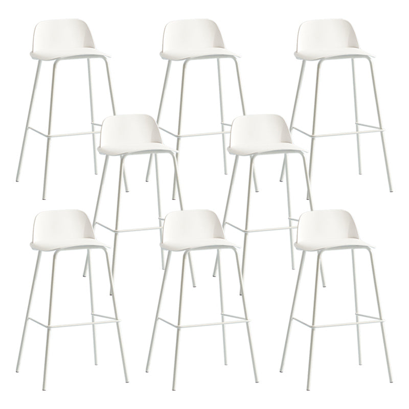Nordic Style Plastic Barstool Colorful Iron Legs Bar Stool for Living Room White 8 Piece Set Clearhalo 'Bar Furniture' 'Bar Stools' 'bar_stools' 'furn' 'furn_bar_stools' 'Furniture' 'Kitchen & Dining Furniture' 5322418