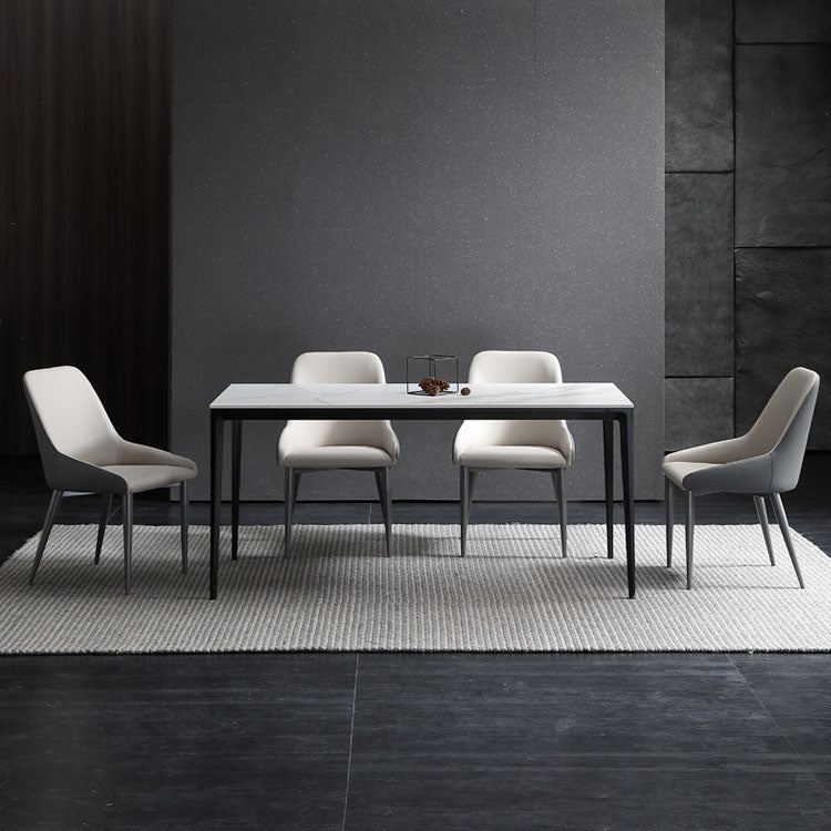 Silla de comedor de cuero moderna silla parsons con patas de matal en acabado mate para casa