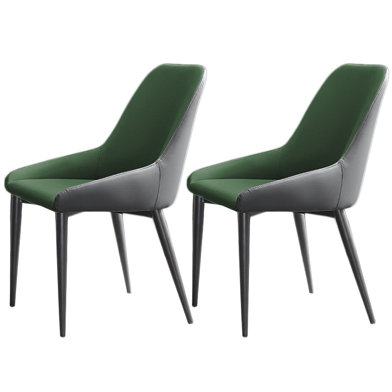 Silla de comedor de cuero moderna silla parsons con patas de matal en acabado mate para casa