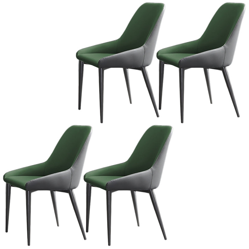 Silla de comedor de cuero moderna silla parsons con patas de matal en acabado mate para casa