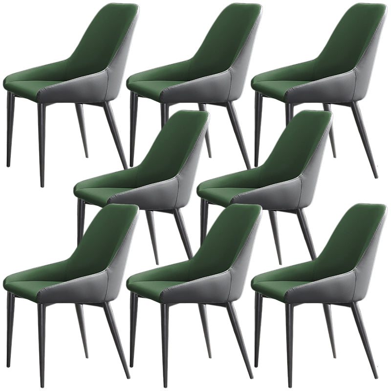 Silla de comedor de cuero moderna silla parsons con patas de matal en acabado mate para casa