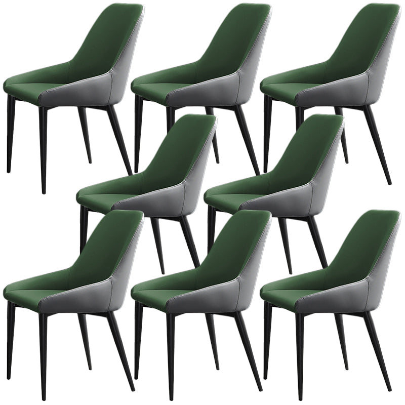 Silla de comedor de cuero moderna silla parsons con patas de matal en acabado mate para casa