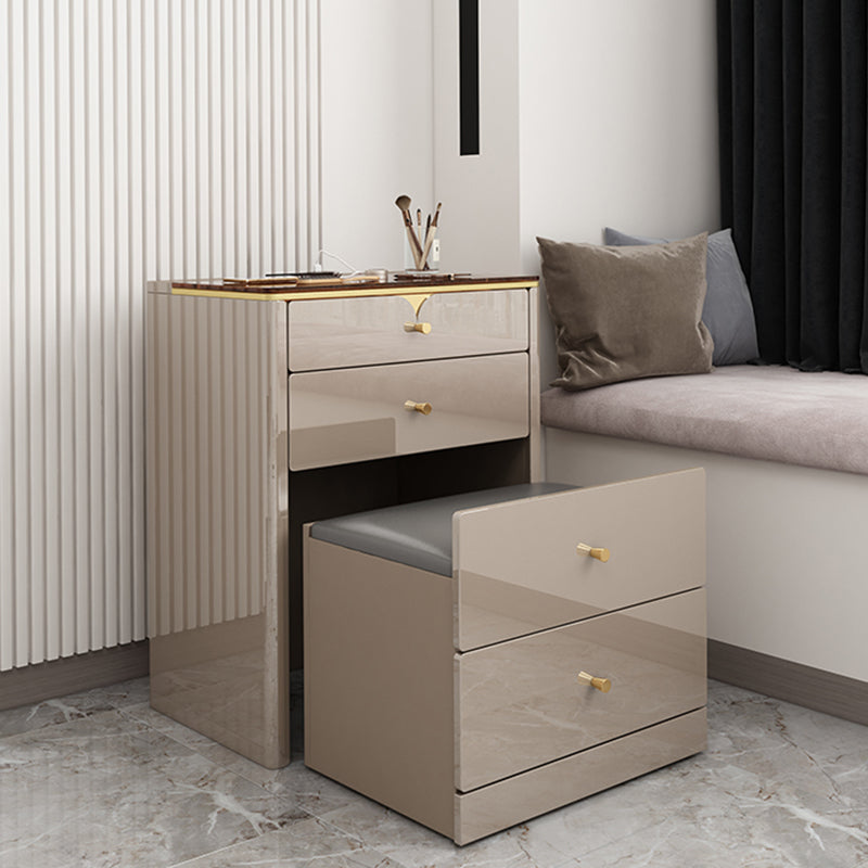 Marco de pizarra de roca de estilo moderno tocador de madera maciza gris/marrón claro