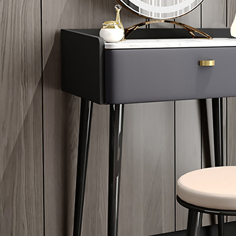 Base de metal de encimera de lámina de roca gris con tocador de 1/2 cajón