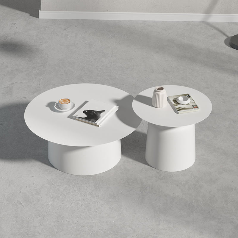 ペデスタルブラック/ホワイトコーヒーテーブルメタルラウンドカクテルテーブル