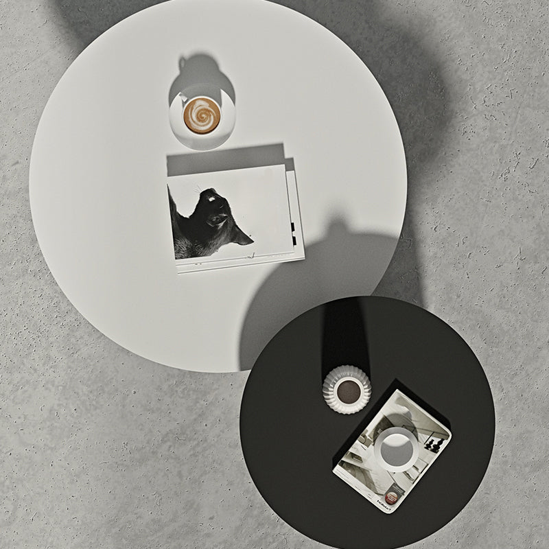 ペデスタルブラック/ホワイトコーヒーテーブルメタルラウンドカクテルテーブル