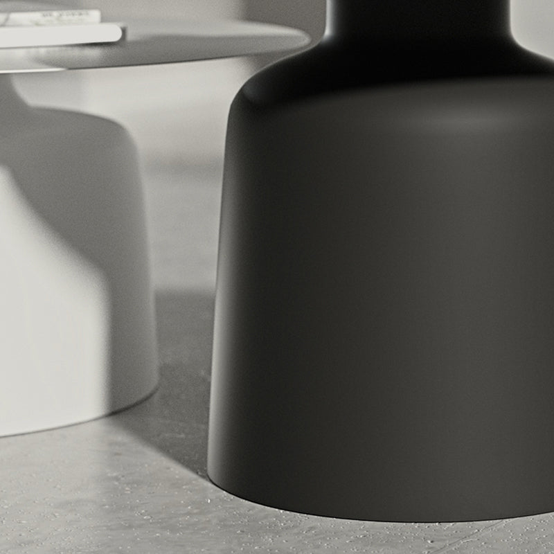 ペデスタルブラック/ホワイトコーヒーテーブルメタルラウンドカクテルテーブル