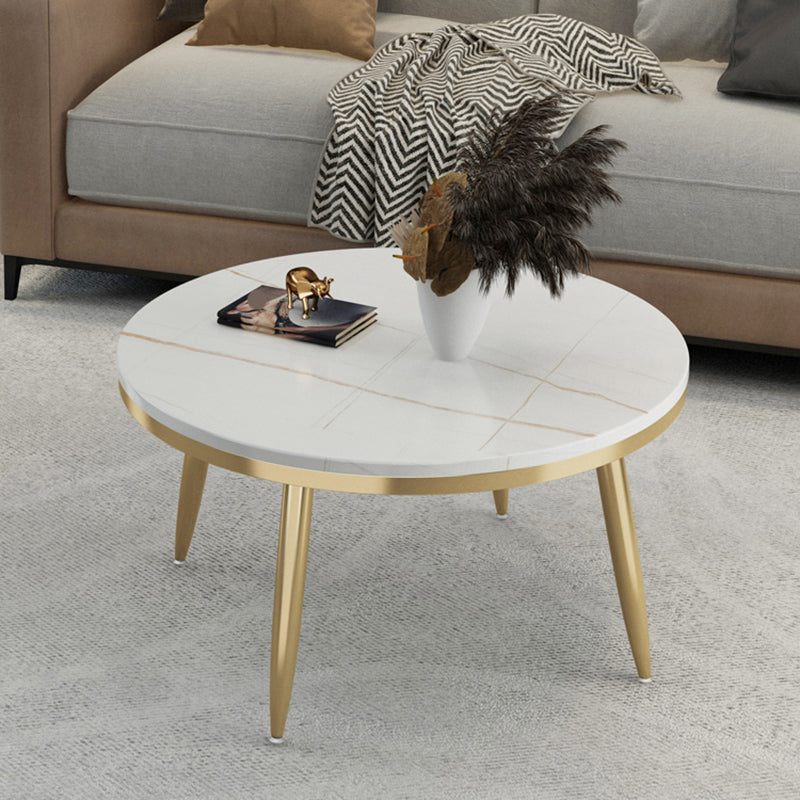 Glam Slate and Metal Coffee Table 4 Legs Round Cocktail Table