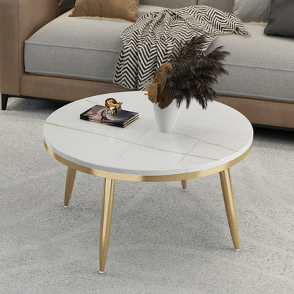 Glam Slate and Metal Coffee Table 4 Legs Round Cocktail Table