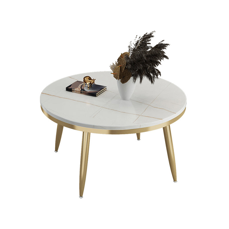 Glam Slate and Metal Coffee Table 4 Legs Round Cocktail Table