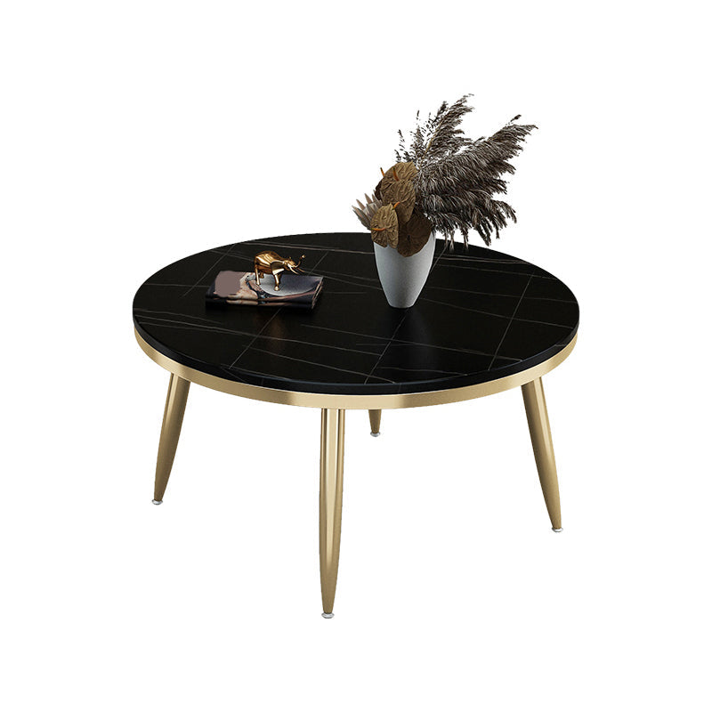Glam Slate and Metal Coffee Table 4 Legs Round Cocktail Table