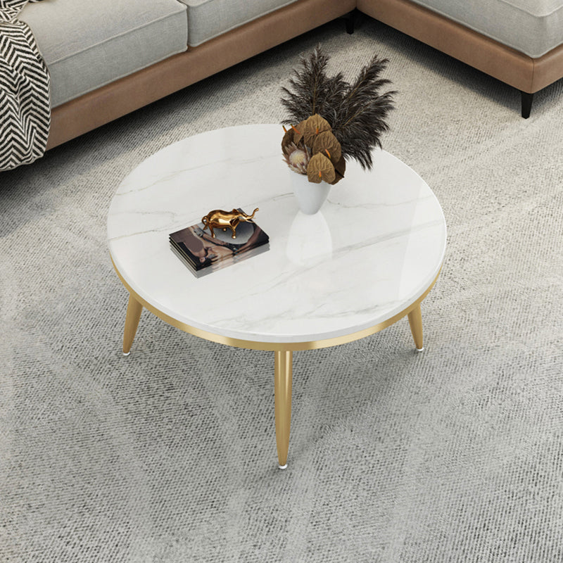 Glam Slate and Metal Coffee Table 4 Legs Round Cocktail Table