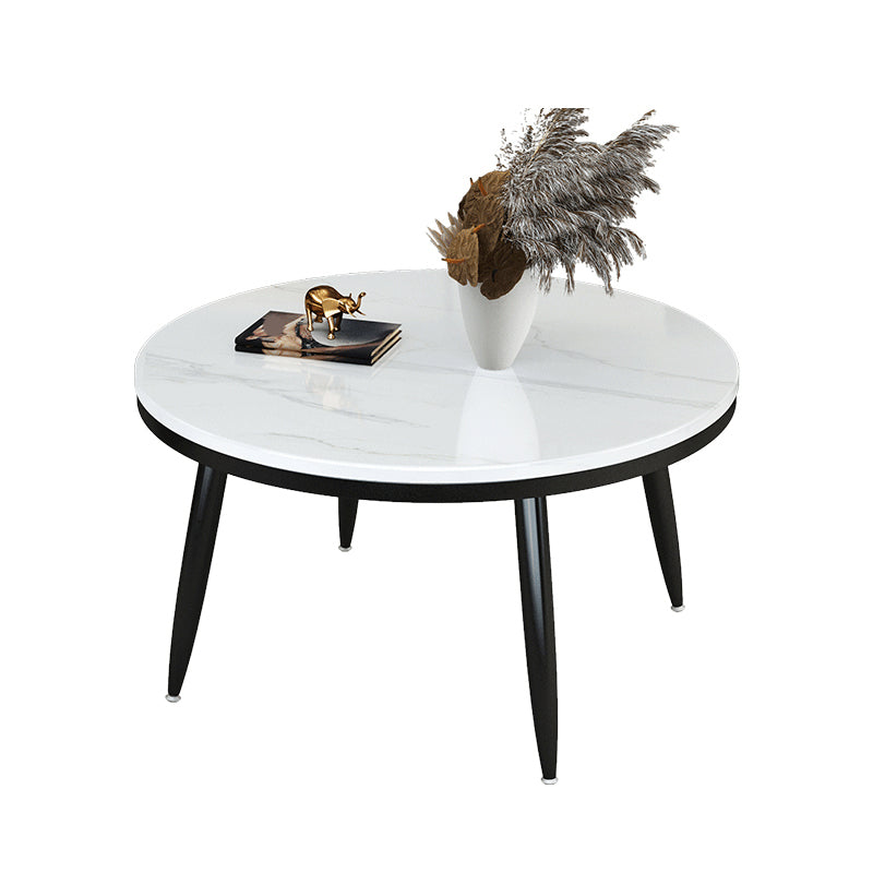 Glam Slate and Metal Coffee Table 4 Legs Round Cocktail Table