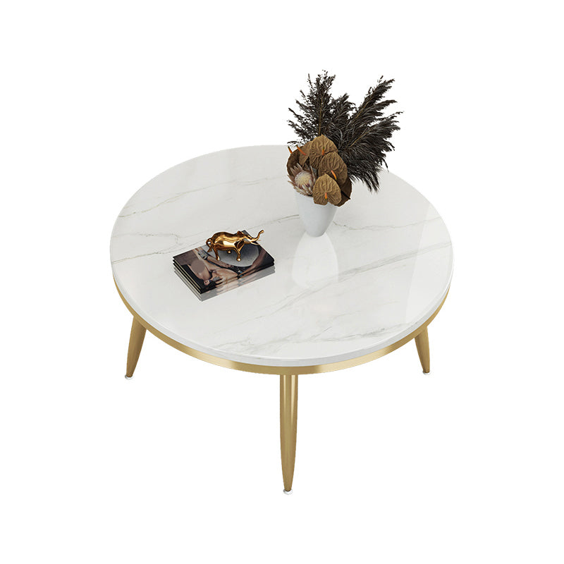 Glam Slate and Metal Coffee Table 4 Legs Round Cocktail Table