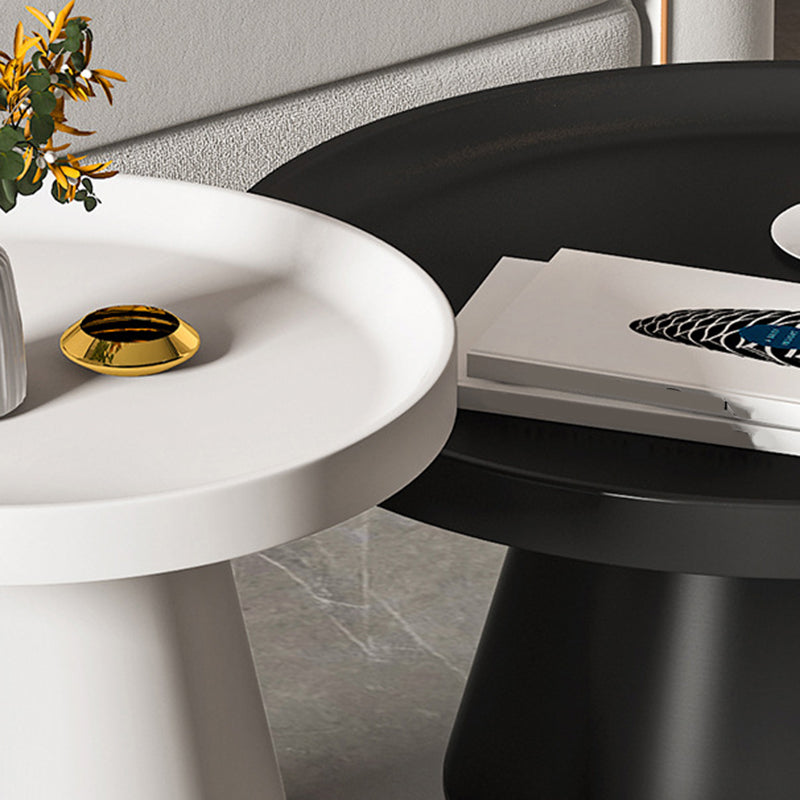 Round Tray Top Coffee Table Metal Black/White Cocktail Table