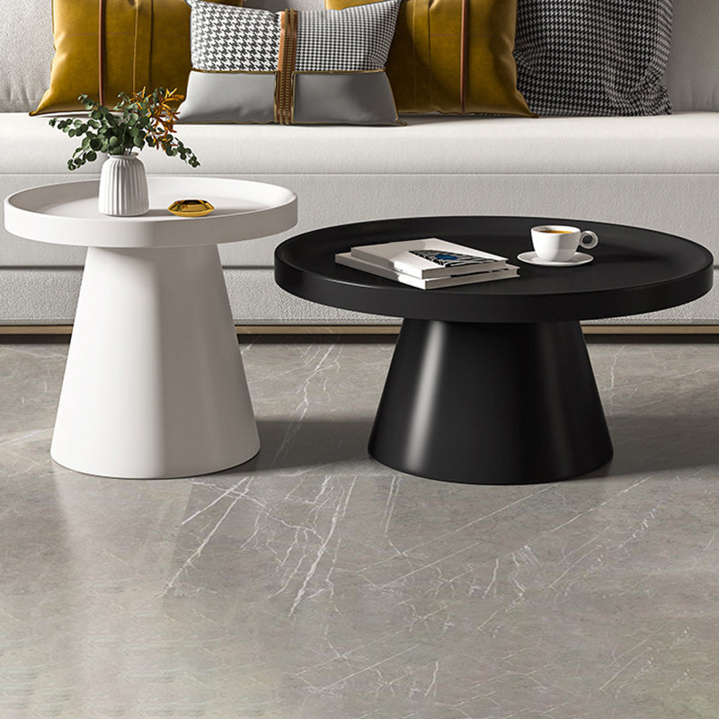 Round Tray Top Coffee Table Metal Black/White Cocktail Table
