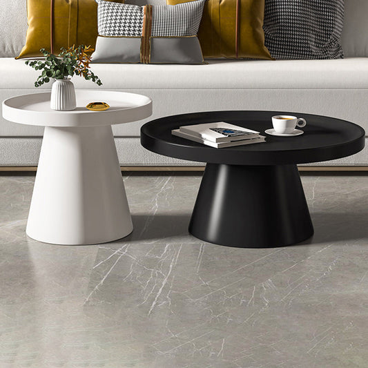 Round Tray Top Coffee Table Metal Black/White Cocktail Table