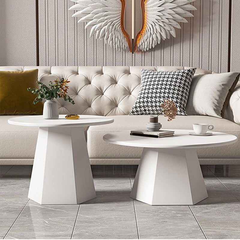 Pedestal 1/2 Black/White Coffee Table Metal Metal Round Cocktail Table