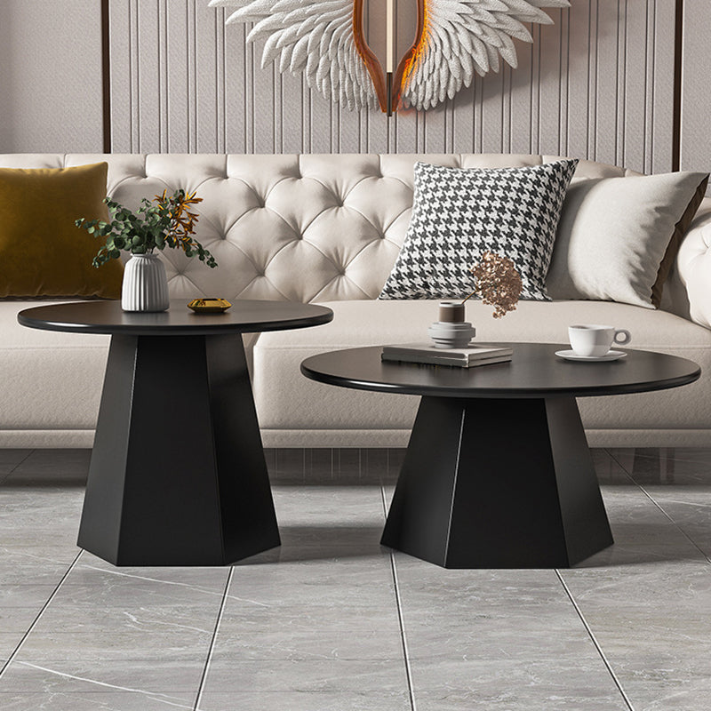 Pedestal 1/2 Black/White Coffee Table Metal Metal Round Cocktail Table