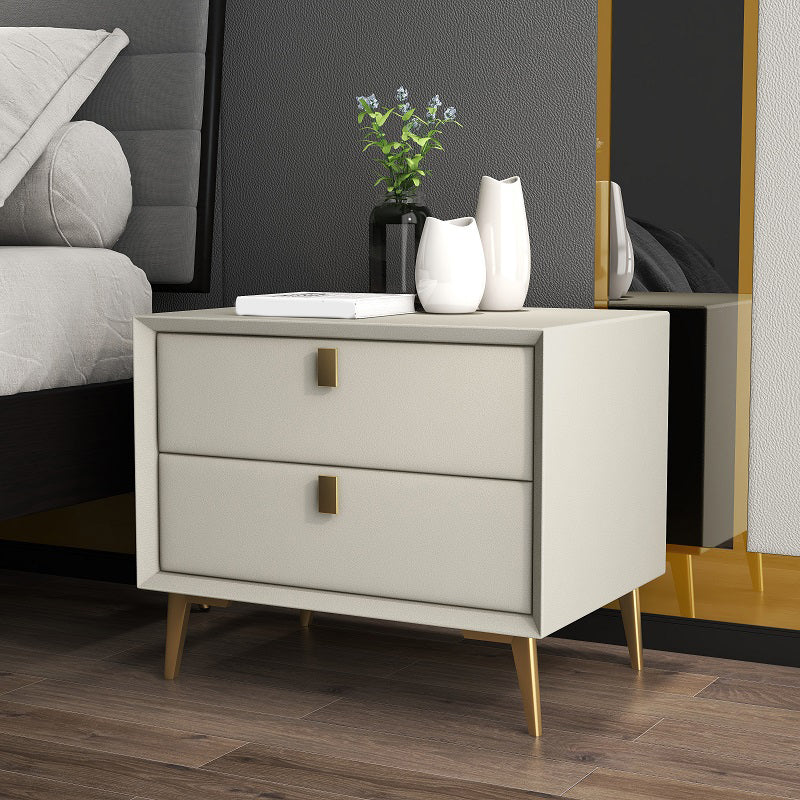 Solid Wood Drawer Storage 18.5" Tall Nightstand With 2 Drawers Beige Clearhalo 'Bedroom Furniture' 'furn' 'furn_night_stand' 'Furniture' 'night_stand' 'Nightstands' 5327552