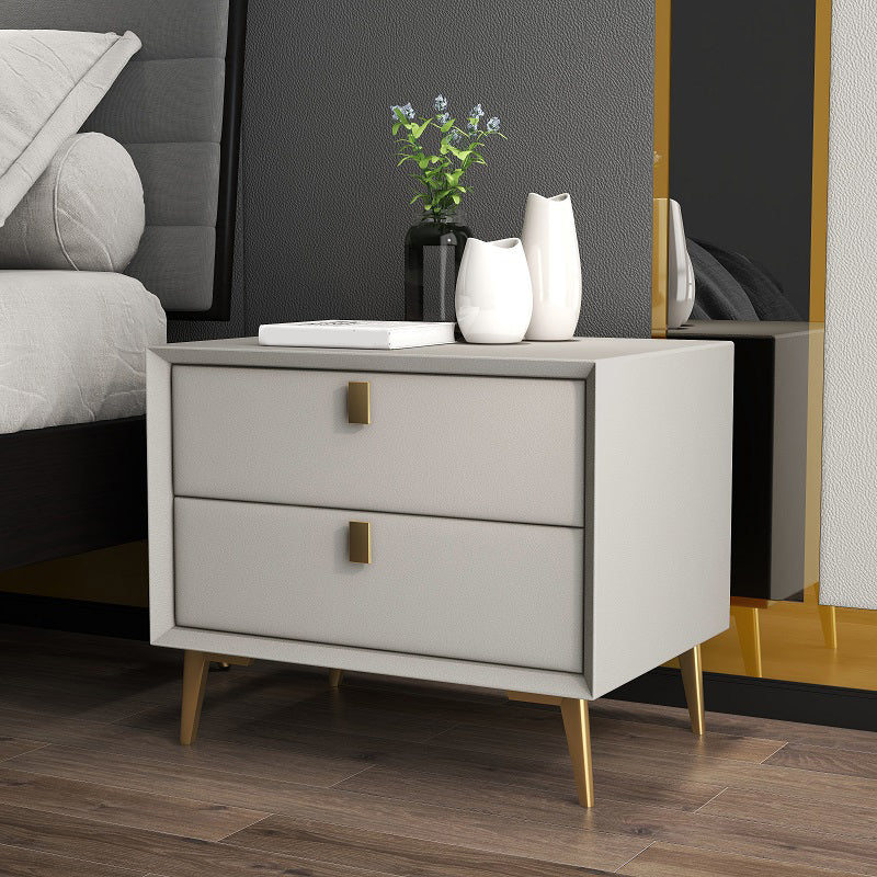 Solid Wood Drawer Storage 18.5" Tall Nightstand With 2 Drawers Khaki Clearhalo 'Bedroom Furniture' 'furn' 'furn_night_stand' 'Furniture' 'night_stand' 'Nightstands' 5327553