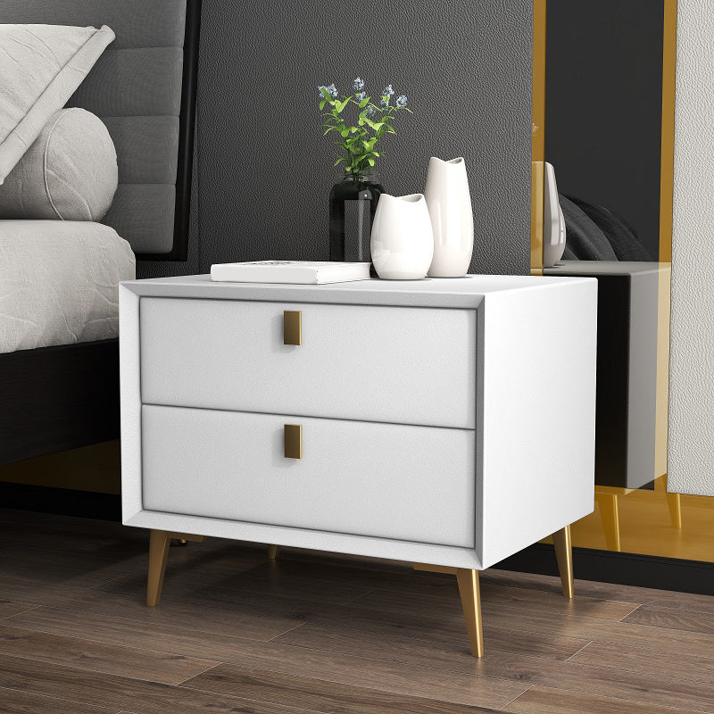 Solid Wood Drawer Storage 18.5" Tall Nightstand With 2 Drawers Off-White Clearhalo 'Bedroom Furniture' 'furn' 'furn_night_stand' 'Furniture' 'night_stand' 'Nightstands' 5327561