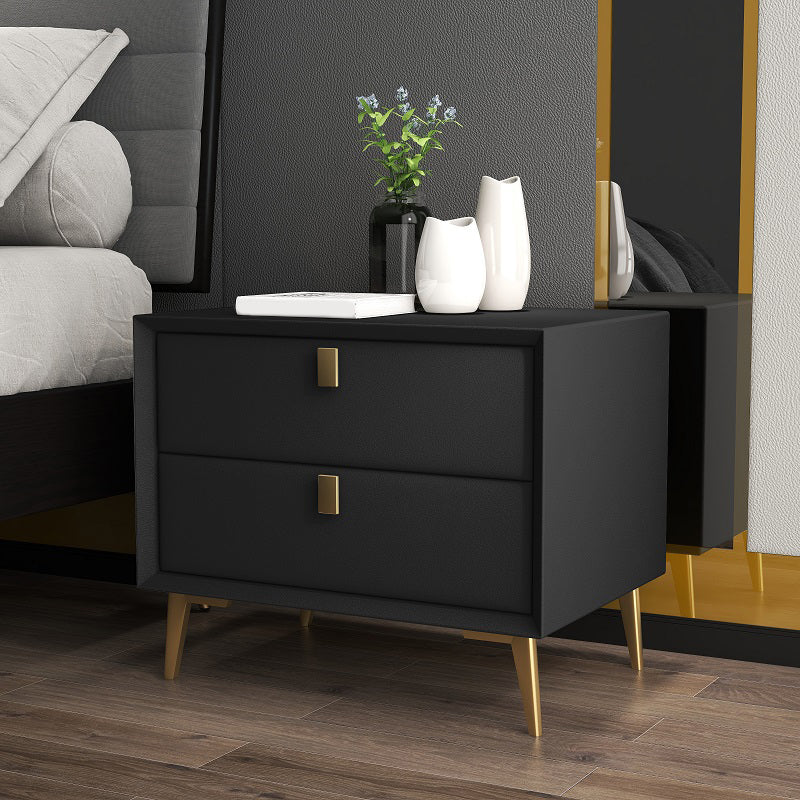 Solid Wood Drawer Storage 18.5" Tall Nightstand With 2 Drawers Black Clearhalo 'Bedroom Furniture' 'furn' 'furn_night_stand' 'Furniture' 'night_stand' 'Nightstands' 5327562