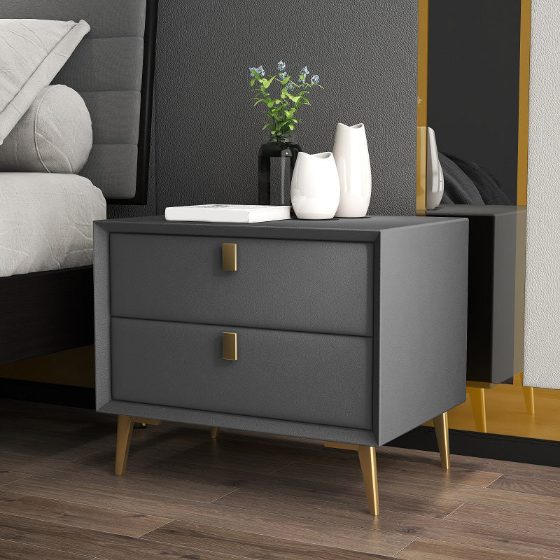 Solid Wood Drawer Storage 18.5" Tall Nightstand With 2 Drawers Light Gray Clearhalo 'Bedroom Furniture' 'furn' 'furn_night_stand' 'Furniture' 'night_stand' 'Nightstands' 5327566