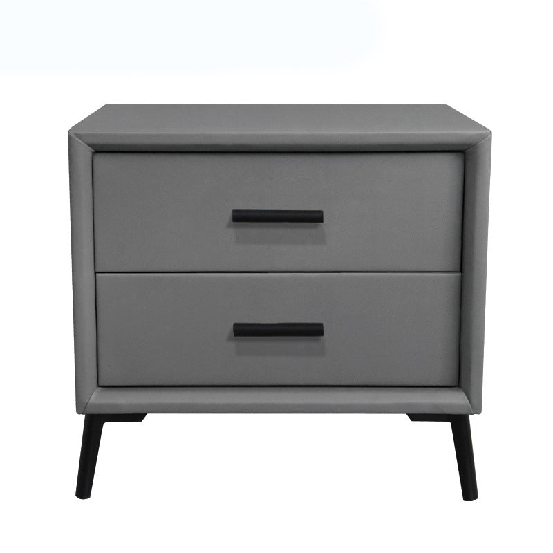 Two Drawer Solid Color Wood Nightstand 19.2"Tall Night Table Grey Clearhalo 'Bedroom Furniture' 'furn' 'furn_night_stand' 'Furniture' 'night_stand' 'Nightstands' 5327575