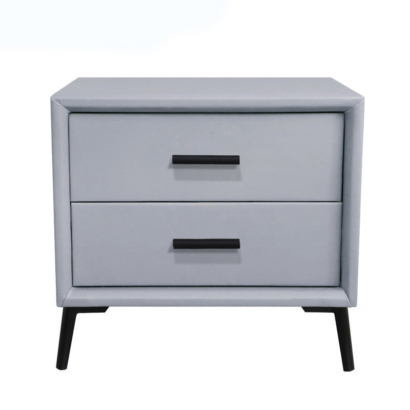 Two Drawer Solid Color Wood Nightstand 19.2"Tall Night Table Light Gray Clearhalo 'Bedroom Furniture' 'furn' 'furn_night_stand' 'Furniture' 'night_stand' 'Nightstands' 5327576
