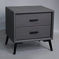 Two Drawer Solid Color Wood Nightstand 19.2"Tall Night Table Dark Gray Clearhalo 'Bedroom Furniture' 'furn' 'furn_night_stand' 'Furniture' 'night_stand' 'Nightstands' 5327577