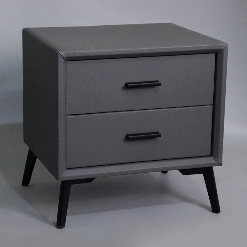 Two Drawer Solid Color Wood Nightstand 19.2"Tall Night Table Dark Gray Clearhalo 'Bedroom Furniture' 'furn' 'furn_night_stand' 'Furniture' 'night_stand' 'Nightstands' 5327577