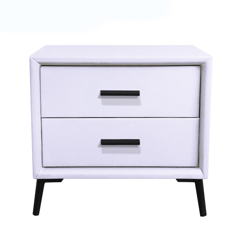 Two Drawer Solid Color Wood Nightstand 19.2"Tall Night Table White Clearhalo 'Bedroom Furniture' 'furn' 'furn_night_stand' 'Furniture' 'night_stand' 'Nightstands' 5327578