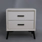 Two Drawer Solid Color Wood Nightstand 19.2"Tall Night Table Off-White Clearhalo 'Bedroom Furniture' 'furn' 'furn_night_stand' 'Furniture' 'night_stand' 'Nightstands' 5327579