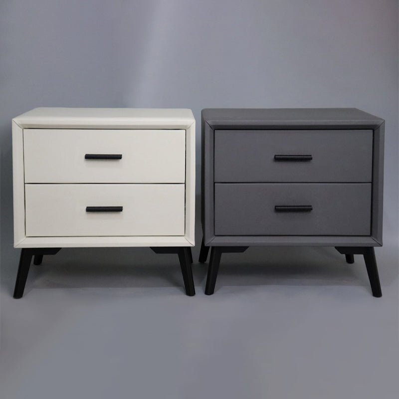 Two Drawer Solid Color Wood Nightstand 19.2"Tall Night Table Clearhalo 'Bedroom Furniture' 'furn' 'furn_night_stand' 'Furniture' 'night_stand' 'Nightstands' 5327581