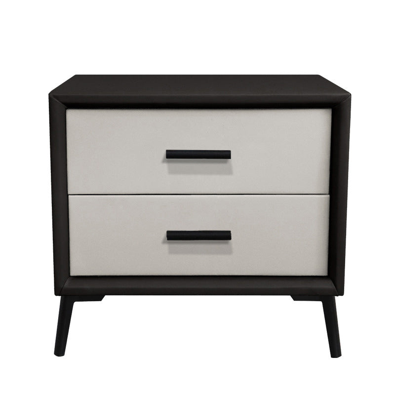 Two Drawer Solid Color Wood Nightstand 19.2"Tall Night Table Black White Clearhalo 'Bedroom Furniture' 'furn' 'furn_night_stand' 'Furniture' 'night_stand' 'Nightstands' 5327582