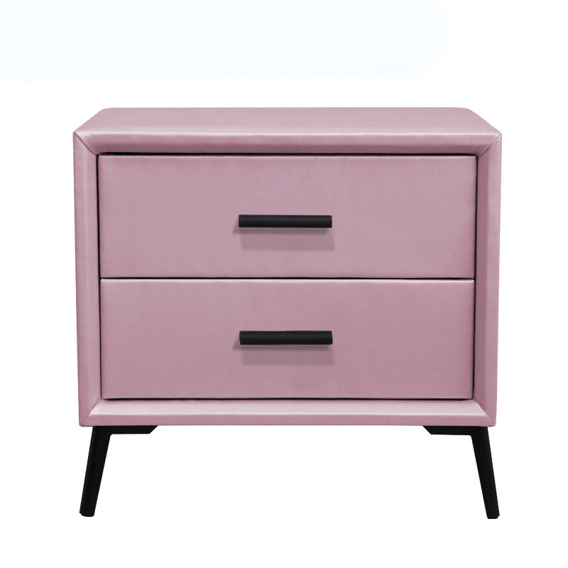 Two Drawer Solid Color Wood Nightstand 19.2"Tall Night Table Pink Clearhalo 'Bedroom Furniture' 'furn' 'furn_night_stand' 'Furniture' 'night_stand' 'Nightstands' 5327583