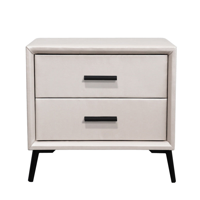 Two Drawer Solid Color Wood Nightstand 19.2"Tall Night Table Gloss White Clearhalo 'Bedroom Furniture' 'furn' 'furn_night_stand' 'Furniture' 'night_stand' 'Nightstands' 5327585