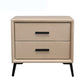 Two Drawer Solid Color Wood Nightstand 19.2"Tall Night Table Champagne Clearhalo 'Bedroom Furniture' 'furn' 'furn_night_stand' 'Furniture' 'night_stand' 'Nightstands' 5327587