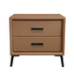 Two Drawer Solid Color Wood Nightstand 19.2"Tall Night Table Khaki Clearhalo 'Bedroom Furniture' 'furn' 'furn_night_stand' 'Furniture' 'night_stand' 'Nightstands' 5327589