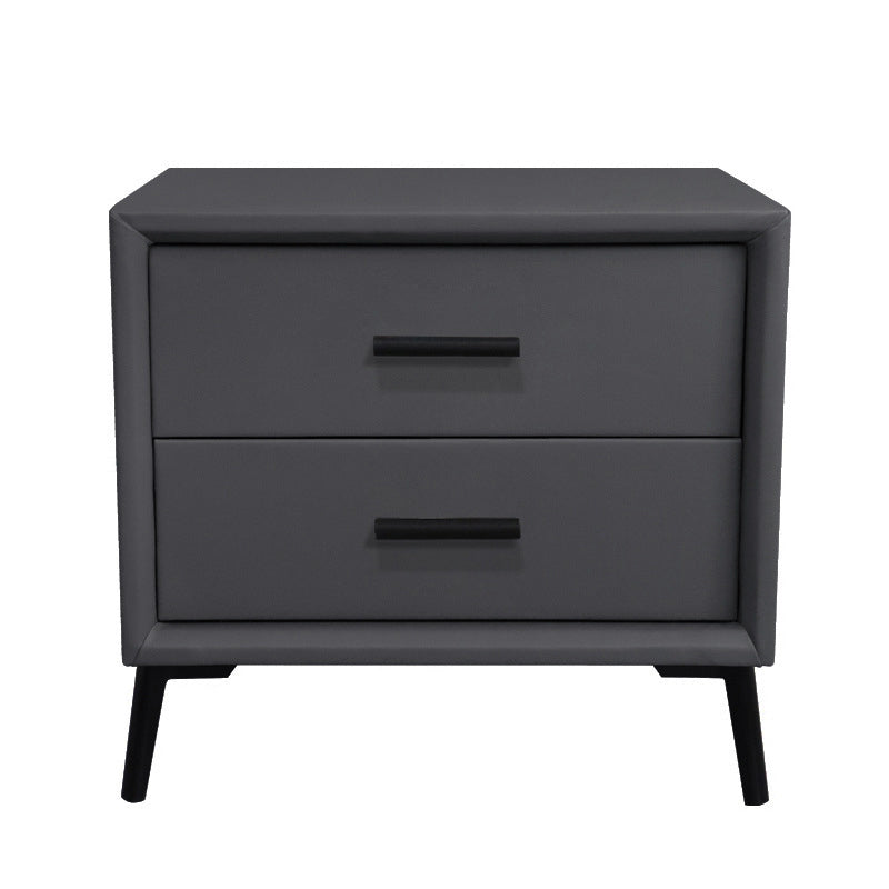 Two Drawer Solid Color Wood Nightstand 19.2"Tall Night Table Clearhalo 'Bedroom Furniture' 'furn' 'furn_night_stand' 'Furniture' 'night_stand' 'Nightstands' 5327591
