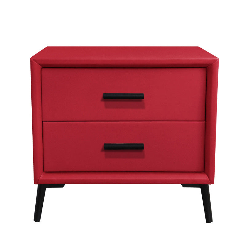 Two Drawer Solid Color Wood Nightstand 19.2"Tall Night Table Red Clearhalo 'Bedroom Furniture' 'furn' 'furn_night_stand' 'Furniture' 'night_stand' 'Nightstands' 5327593