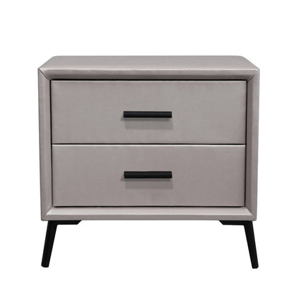 Two Drawer Solid Color Wood Nightstand 19.2"Tall Night Table Silver Gray Clearhalo 'Bedroom Furniture' 'furn' 'furn_night_stand' 'Furniture' 'night_stand' 'Nightstands' 5327596