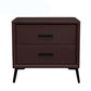 Two Drawer Solid Color Wood Nightstand 19.2"Tall Night Table Dark Coffee Clearhalo 'Bedroom Furniture' 'furn' 'furn_night_stand' 'Furniture' 'night_stand' 'Nightstands' 5327597