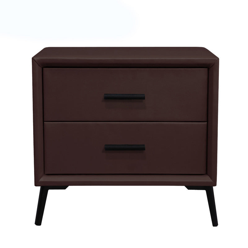 Two Drawer Solid Color Wood Nightstand 19.2"Tall Night Table Dark Coffee Clearhalo 'Bedroom Furniture' 'furn' 'furn_night_stand' 'Furniture' 'night_stand' 'Nightstands' 5327597