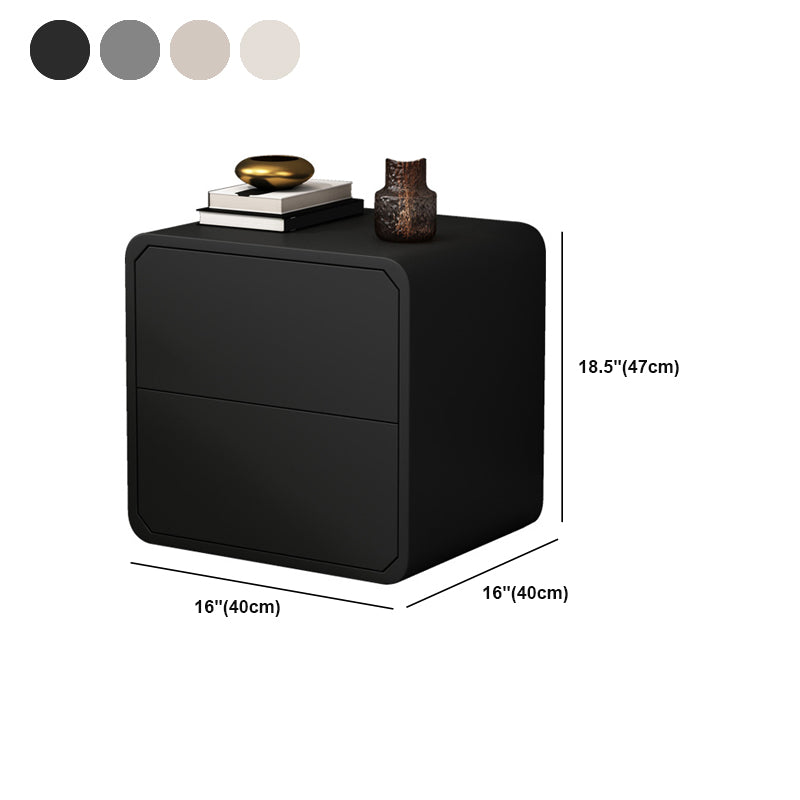 2-Drawer Solid Wood Nightstand 18.5"Tall Nightstand in Black / White / Grey