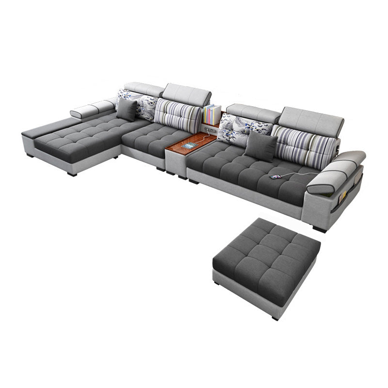 Modular Contemporary Faux Leather and Linen Furniture Sectionals