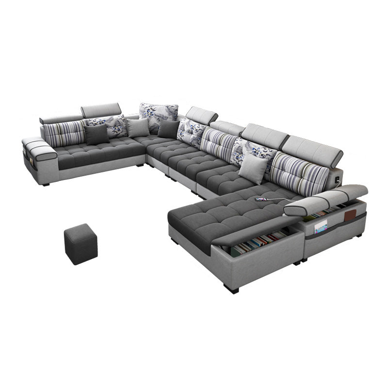 Sezionali modulari di mobili in pelle e mobili in pelle e lino contemporanei