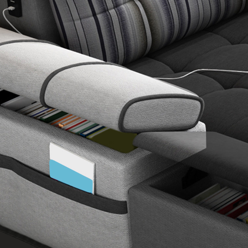 Modular Contemporary Faux Leather and Linen Furniture Sectionals