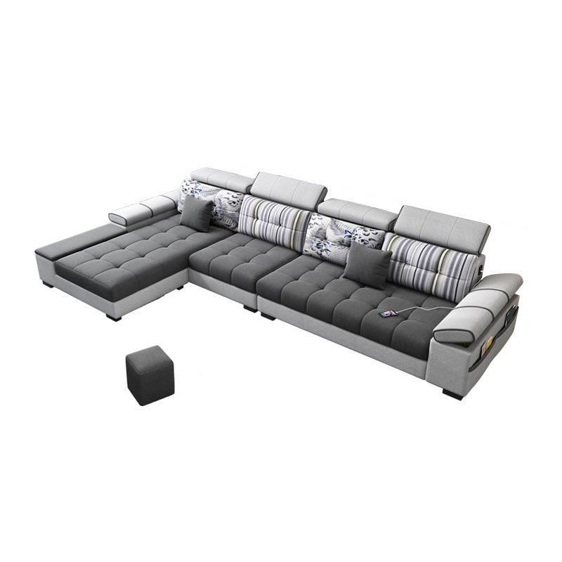 Modular Contemporary Faux Leather and Linen Furniture Sectionals